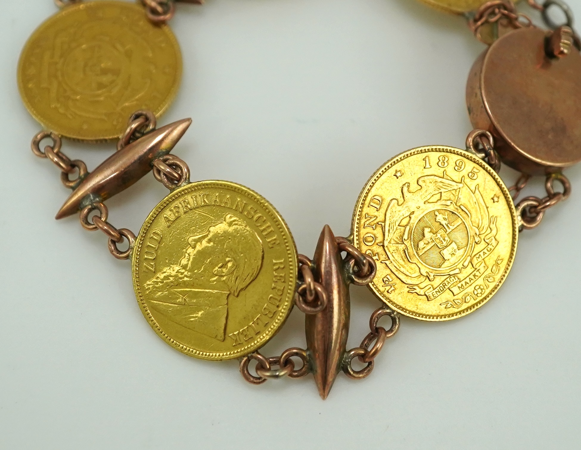 A late 19th century gold coin bracelet